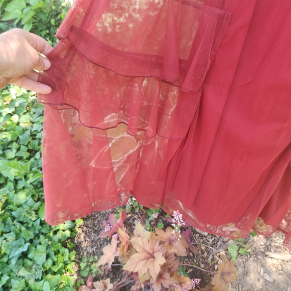 April Cornell Red Tiered Midi Dress with Peter Pan Collar - Picture 5 of 6